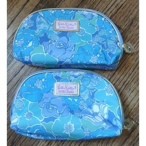 Lilly Pulitzer for Estee Lauder Cosmetic Bags Blue Floral Butterfly NWOT